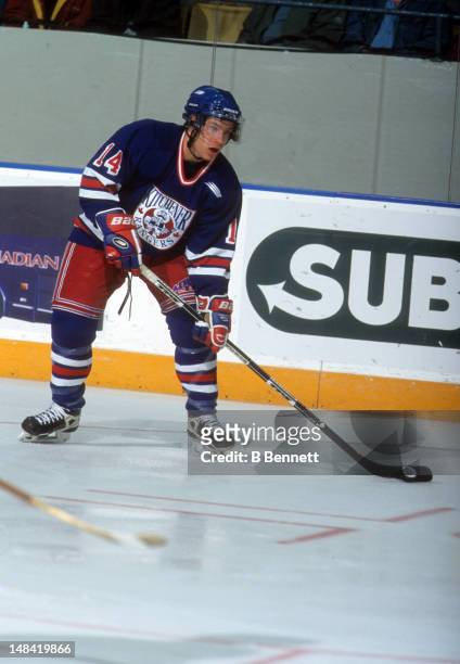 Derek Roy of the Kitchener Rangers looks to pass during an OHL game in October, 1999.
