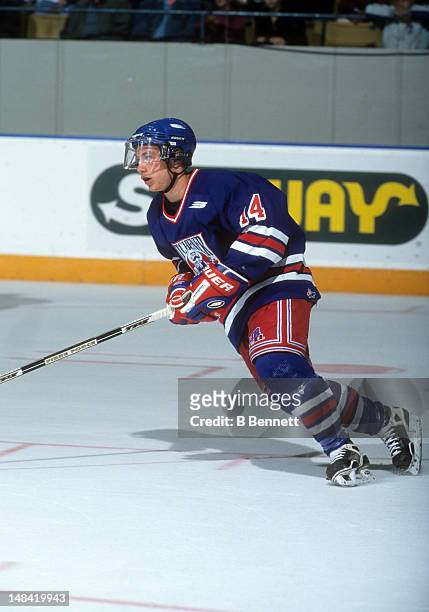 Derek Roy of the Kitchener Rangers skates on the ice during an OHL game in October, 1999.