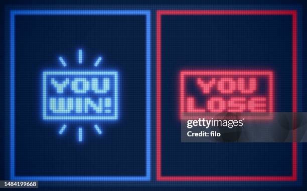 you win you lose retro video game screen - 1980 background stock illustrations