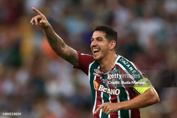 Nino of Fluminense celebrates after scoring the second goal of his team during the match between Fluminense and Athletico Paranaense as part of...