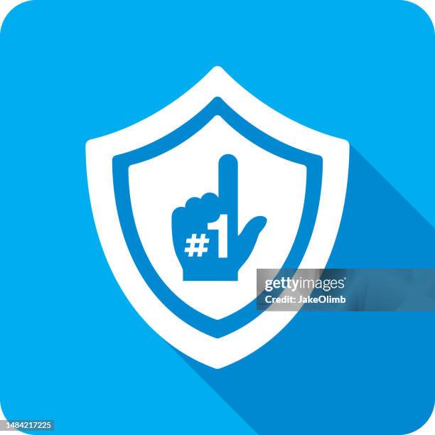 shield number one hand icon silhouette - pep rally stock illustrations