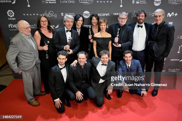 Cast Crew of the film 'Argetina 1985' holds the Best Film Award during Platino Awards for Ibero-American Cinema 2023 at IFEMA Palacio Municipal on...