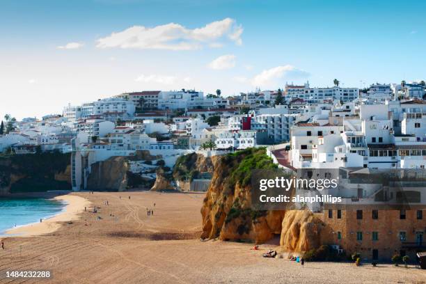 view of albufeira, algarve, portugal. - albufeira beach stockfoto's en -beelden