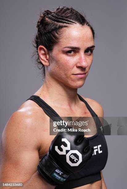 Norma Dumont of Brazil poses for a portrait after her victory during the UFC Fight Night event at UFC APEX on April 22, 2023 in Las Vegas, Nevada.