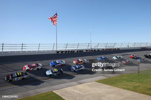 Daniel Hemric, driver of the Fission by Cirkul Chevrolet, Ryan Truex, driver of the Toyota Genuine Parts Toyota, Derek Kraus, driver of the Leaf Home...