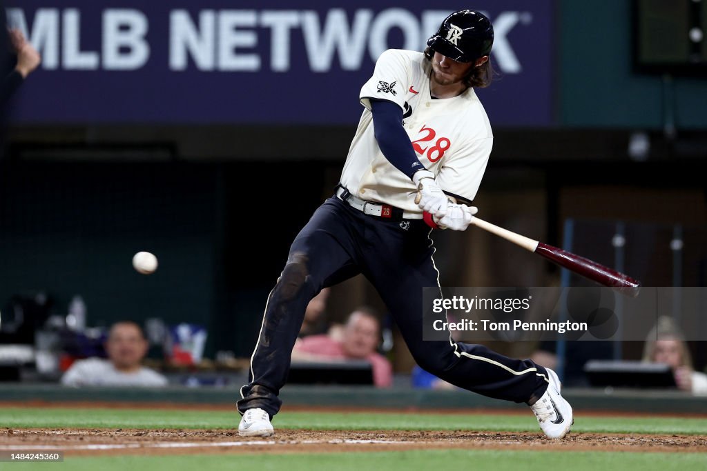 Texas Ranger Heim Jonah Heim of the Texas Rangers hits a two-run double against... News ...