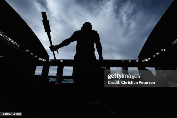 Fernando Tatis Jr. #23 of the San Diego Padres warms up on deck during the first inning of the MLB game against the Arizona Diamondbacks at Chase...