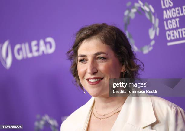 Mayim Bialik poses as the Los Angeles LGBT Center hosts The Center Gala at Fairmont Century Plaza on April 22, 2023 in Los Angeles, California.