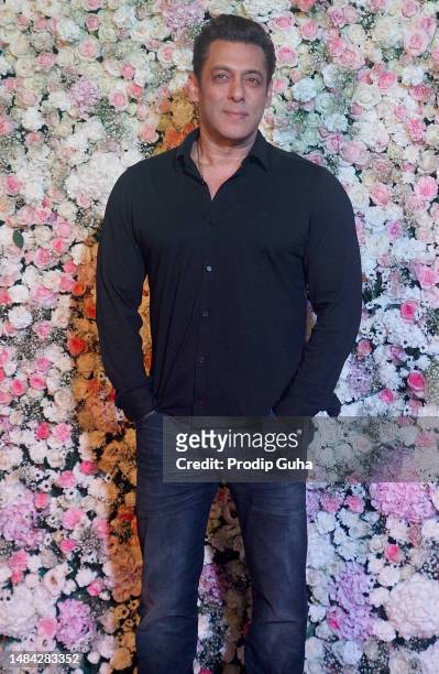 Salman Khan attends Arpita Khan and Aayush Sharma’s Eid bash on April 22, 2023 in Mumbai, India