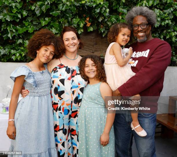 Producer, director, writer and TV host W. Kamau Bell , Melissa Bell and their children attend a reception for his documentary "1000% Me: Growing Up...