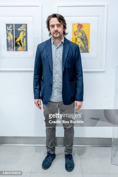 Vincent Piazza reads poetry during an Andres Serrano gallery show and launch event for the book "Confessions" at The Opening Gallery in Tribeca on...