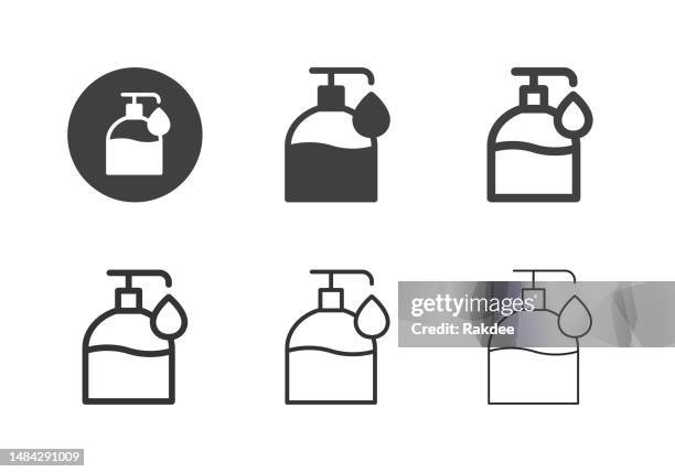 hand sanitizer icons - multi series - water pump stock illustrations