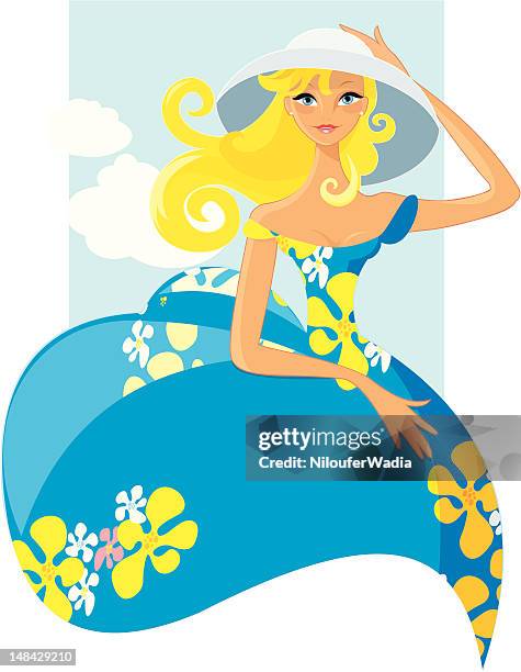 ilustrações, clipart, desenhos animados e ícones de dia de verão - windy skirt