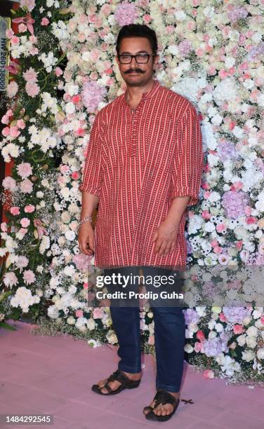 Aamir Kham attends Arpita Khan and Aayush Sharma 's Eid bash on Aprill 22, 2023 in Mumbai, India