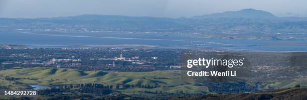 panoramic view of the bay area - redwood city stock pictures, royalty-free photos & images