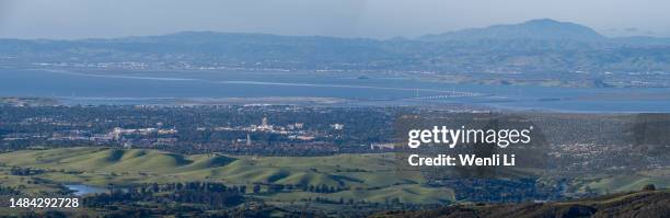 panoramic view of the bay area - redwood city imagens e fotografias de stock