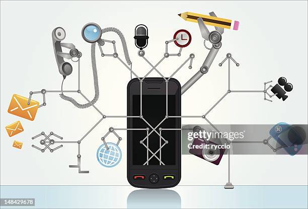 super smart phone - interactive-tool-icons stock illustrations