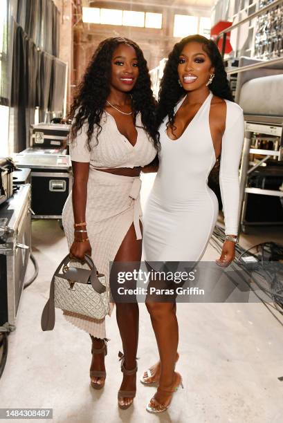 Shamea Morton and Porsha Williams are seen backstage during The 2023 Black Effect Podcast Festival at Pullman Yards on April 22, 2023 in Atlanta,...