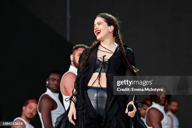 Rosalía performs on the Coachella Stage the 2023 Coachella Valley Music and Arts Festival on April 22, 2023 in Indio, California.