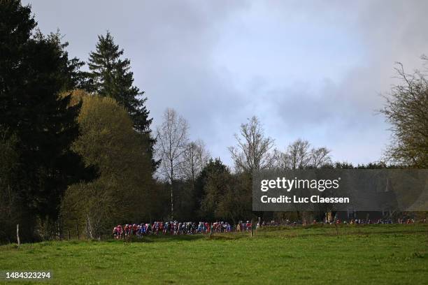 General view of the peloton competing during the 7th Liege - Bastogne - Liege 2023, Women's Elite a 142.8km one day race from Bastogne to Liège /...