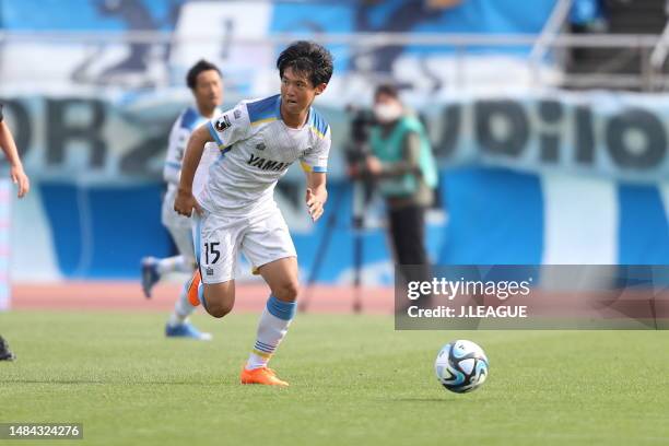 Kaito SUZUKI of Jubilo Iwata in action during the J.LEAGUE Meiji Yasuda J2 11th Sec. Match between Zweigen Kanazawa and Jubilo Iwata at Ishikawa...