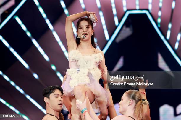 Jisoo of BLACKPINK performs at the Coachella Stage during the 2023 Coachella Valley Music and Arts Festival on April 22, 2023 in Indio, California.