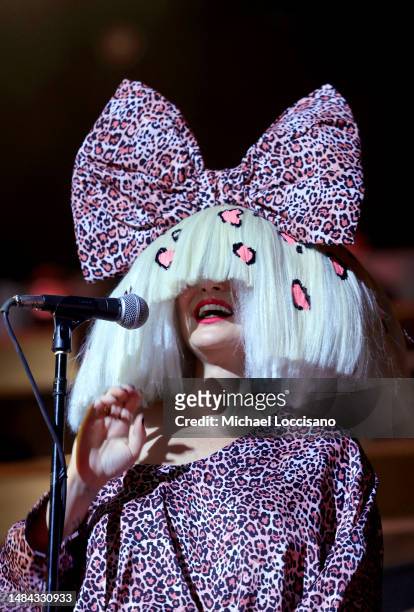 Sia performs with Labrinth at the Mojave Tent during the 2023 Coachella Valley Music and Arts Festival on April 22, 2023 in Indio, California.