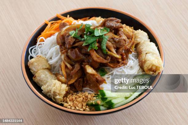 bo bun cha gio - vietnamese cuisine stock pictures, royalty-free photos & images