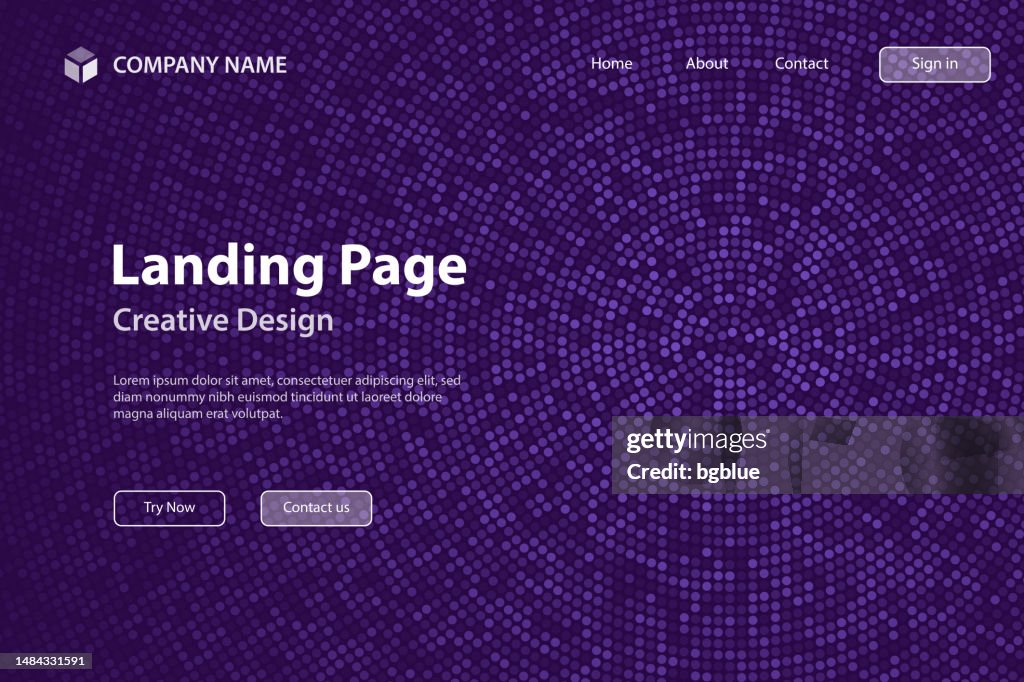 Landing page Template - Abstract Purple halftone background with dotted - Trendy design