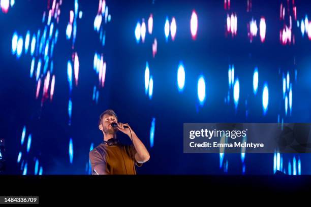 Calvin Harris performs on the Coachella Stage during the 2023 Coachella Valley Music and Arts Festival on April 22, 2023 in Indio, California.