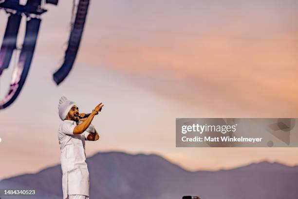 Diljit Dosanjh performs at the Sahara tent during the 2023 Coachella Valley Music and Arts Festival on April 22, 2023 in Indio, California.