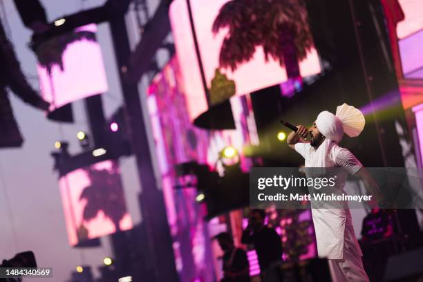 Diljit Dosanjh performs at the Sahara tent during the 2023 Coachella Valley Music and Arts Festival on April 22, 2023 in Indio, California.