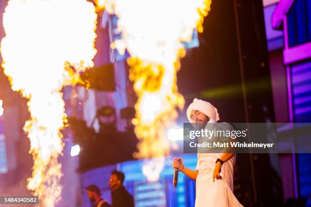 Diljit Dosanjh performs at the Sahara tent during the 2023 Coachella Valley Music and Arts Festival on April 22, 2023 in Indio, California.