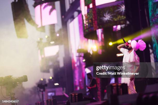 Diljit Dosanjh performs at the Sahara tent during the 2023 Coachella Valley Music and Arts Festival on April 22, 2023 in Indio, California.