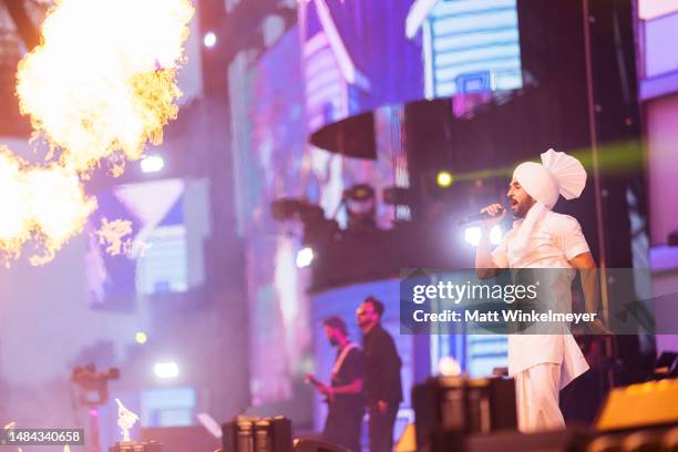 Diljit Dosanjh performs at the Sahara tent during the 2023 Coachella Valley Music and Arts Festival on April 22, 2023 in Indio, California.