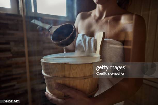 spa day in sauna! - sauna stock pictures, royalty-free photos & images