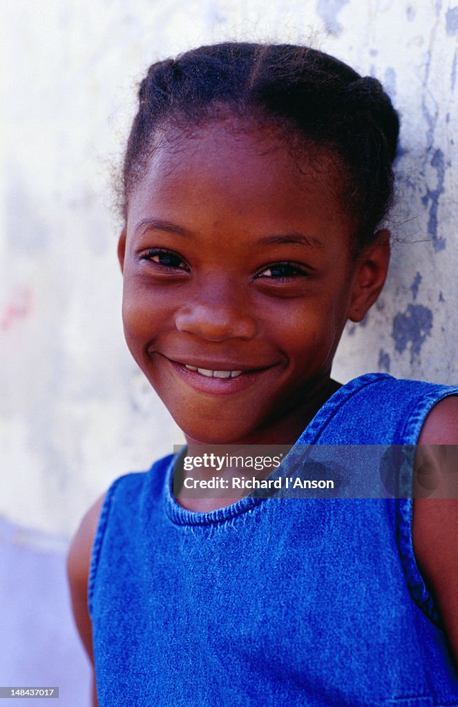 Portrait of young girl in Gouyave village.