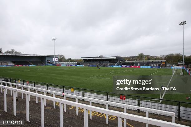 General view inside the stadium prior to the Barclays FA Women's Championship match between Crystal Palace and Lewes at Hayes Lane on April 23, 2023...