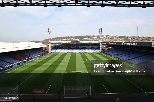 General view of the stadium during the Premier League match between Crystal Palace and Everton FC at Selhurst Park on April 22, 2023 in London,...