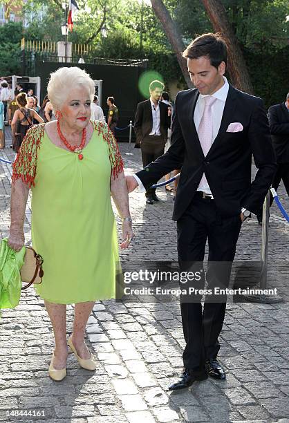 David Meca and Cuqui Fierro attend France National Day Celebration to commemorate the storming of the Bastille at France Embassy on July 14, 2012 in...