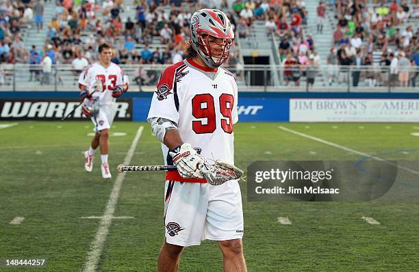 Paul Rabil of the Boston Cannons in action against the Long Island Lizards during their Major League Lacrosse game on July 14, 2012 at Shuart Stadium...