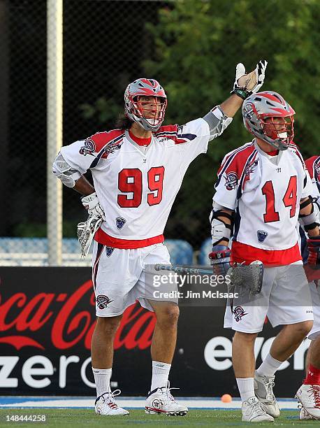 Paul Rabil of the Boston Cannons in action against the Long Island Lizards during their Major League Lacrosse game on July 14, 2012 at Shuart Stadium...