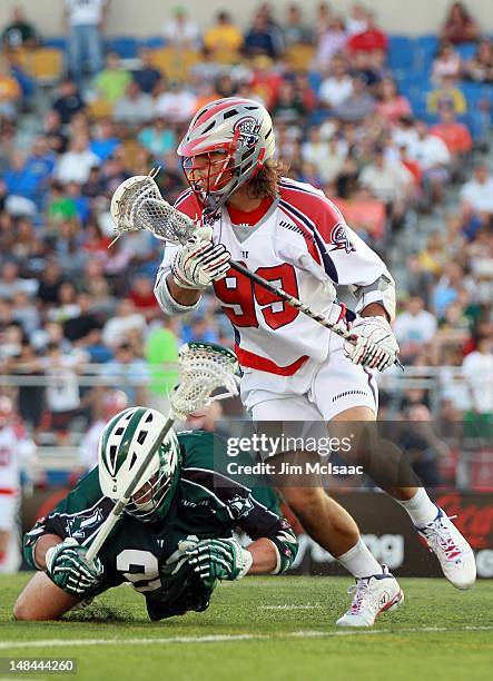 Paul Rabil of the Boston Cannons in action against the Long Island Lizards during their Major League Lacrosse game on July 14, 2012 at Shuart Stadium...