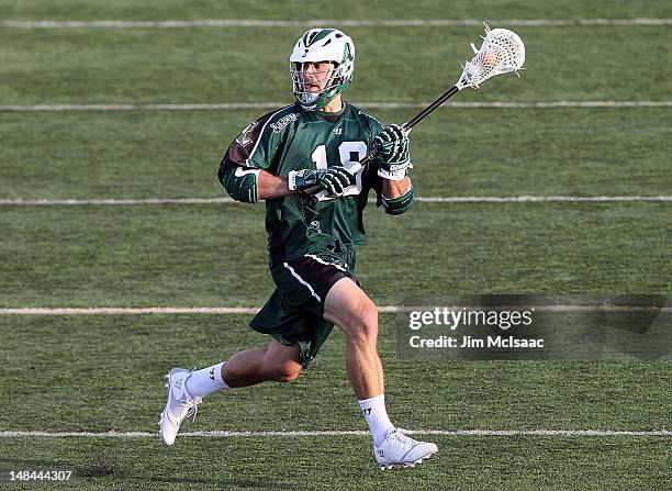 Stephen Peyser of the Long Island Lizards in action against the Boston Cannons during their Major League Lacrosse game on July 14, 2012 at Shuart...