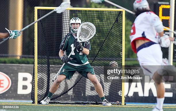 Drew Adams of the Long Island Lizards in action against the Boston Cannons during their Major League Lacrosse game on July 14, 2012 at Shuart Stadium...