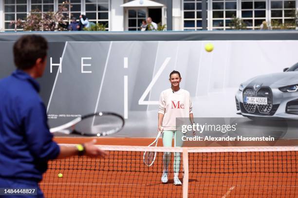 Nicola Cavanis plays a fun match with Mischa Zverev during day nine of the BMW Open by American Express at MTTC IPHITOS on April 23, 2023 in Munich,...