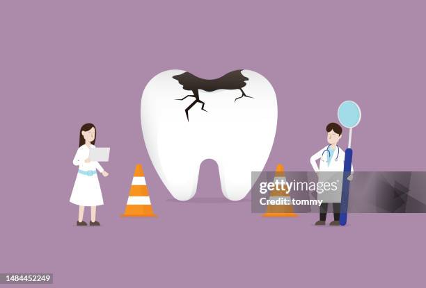 ilustraciones, imágenes clip art, dibujos animados e iconos de stock de el dentista revisa la caries dental - toothache