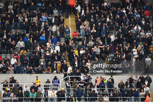 Empty seats are seen in the away end as Tottenham Hotspur fans leave the stadium after 20 minutes as their side go 5-0 down during the Premier League...