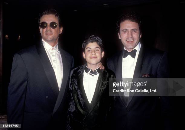 Actor Sylvester Stallone, son Sage Stallone and brother Frank Stallone attend the California Fashion Industry Friends of AIDS Project Los Angeles...