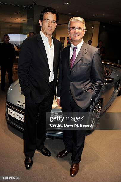 Clive Owen and Audi Chairman Rupert Stadler attend a party celebrating the global launch of Audi City, Audi's first digital showroom, featuring an...